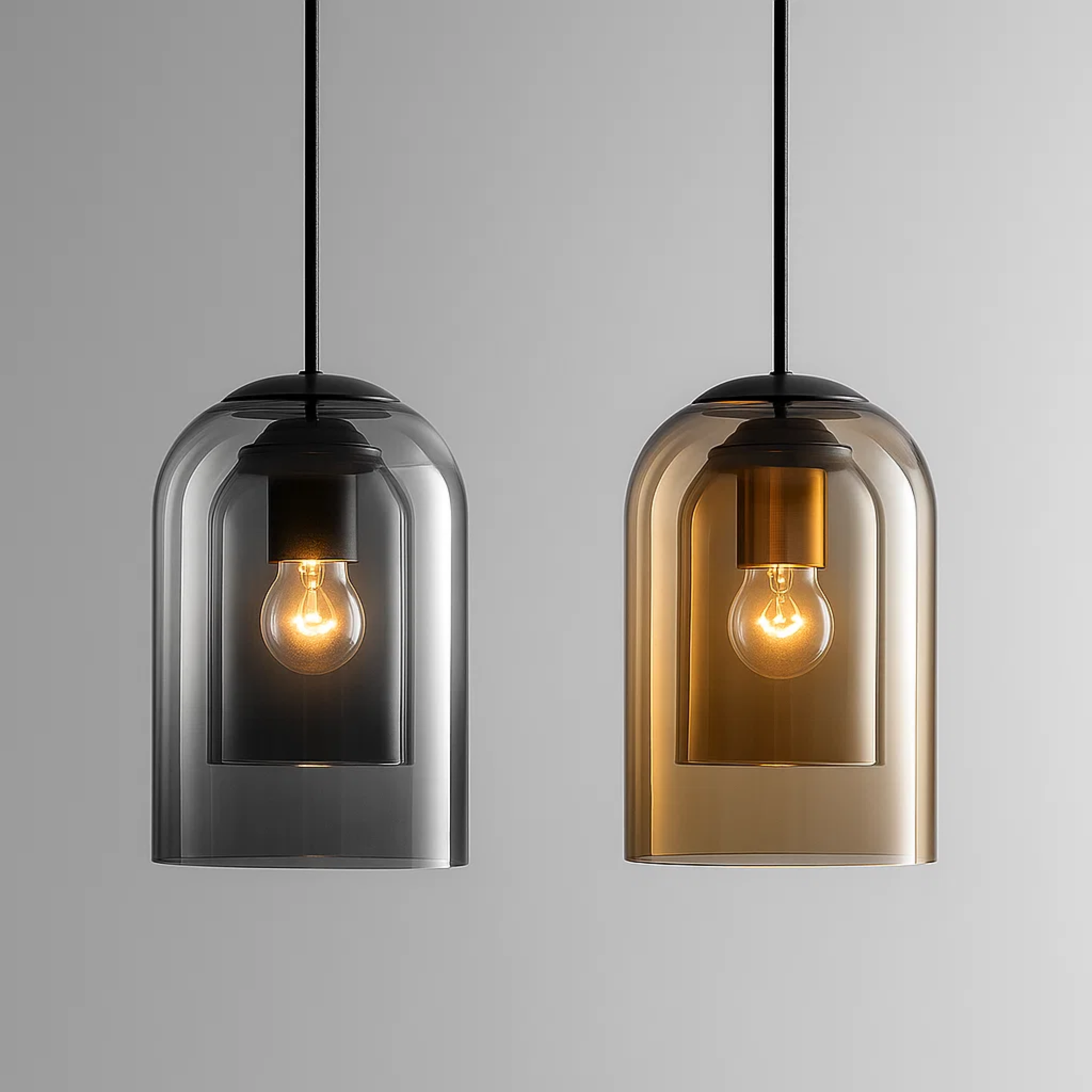 Moderne hanglamp met dubbele glazen kap