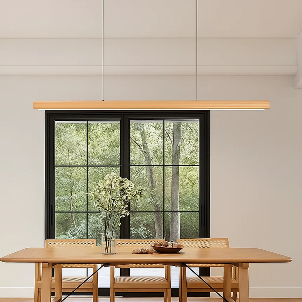 Strakke minimalistische scandinavische houten hanglamp