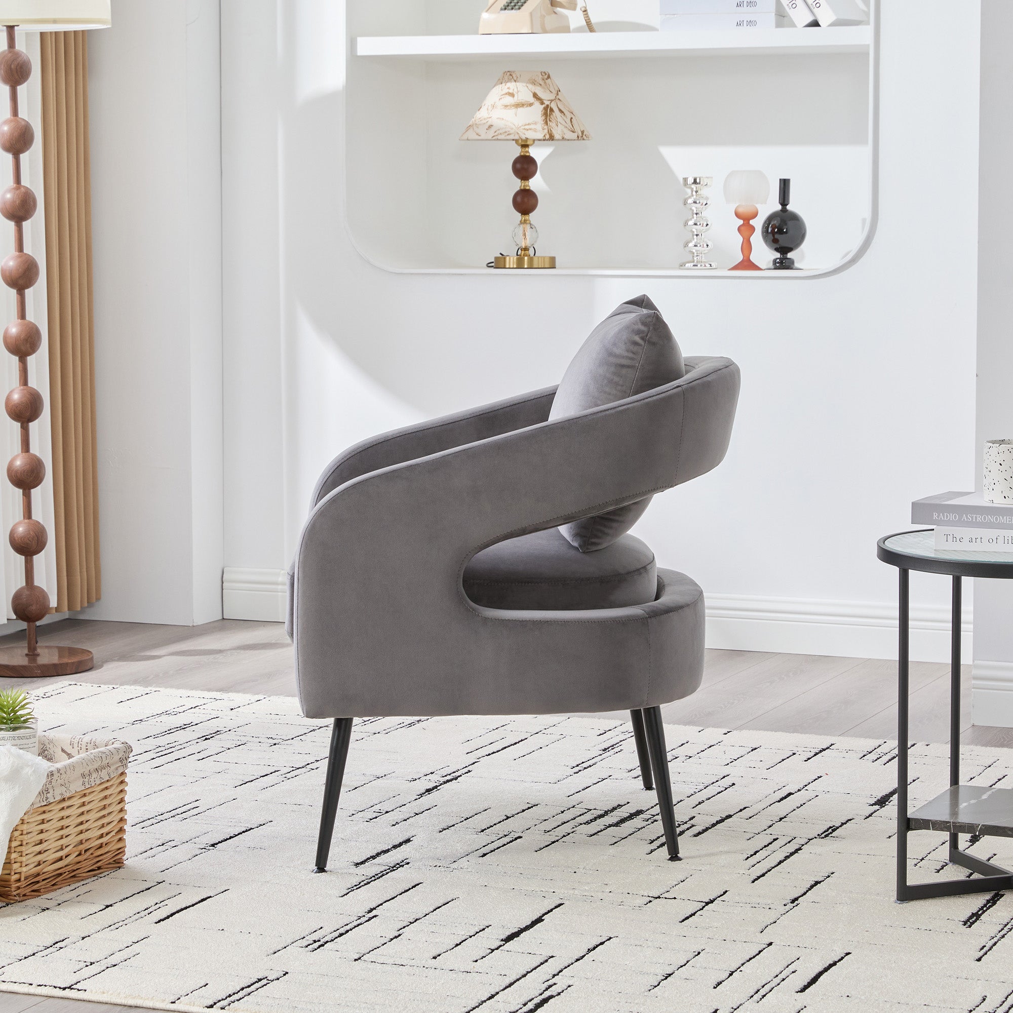 Per Barrel Velvet Accent Chair