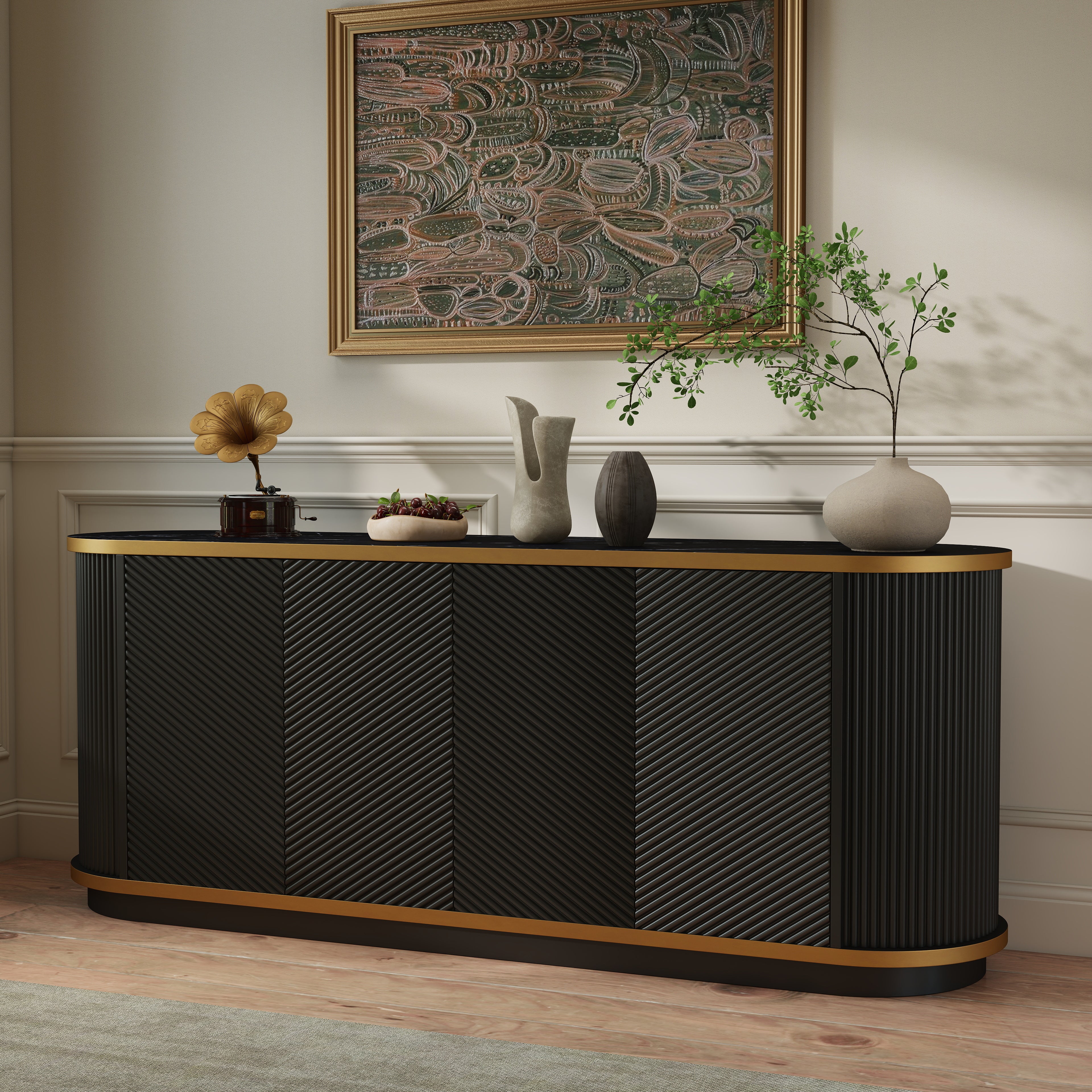 Folke Fluted Marble Sideboard