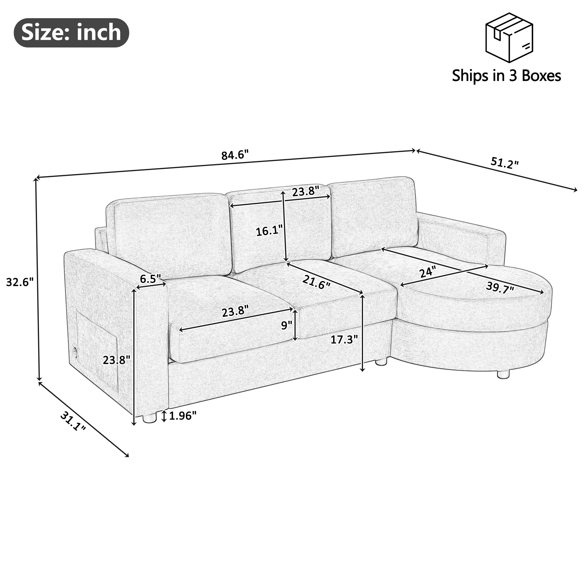 Une Curved Sectional Sofa