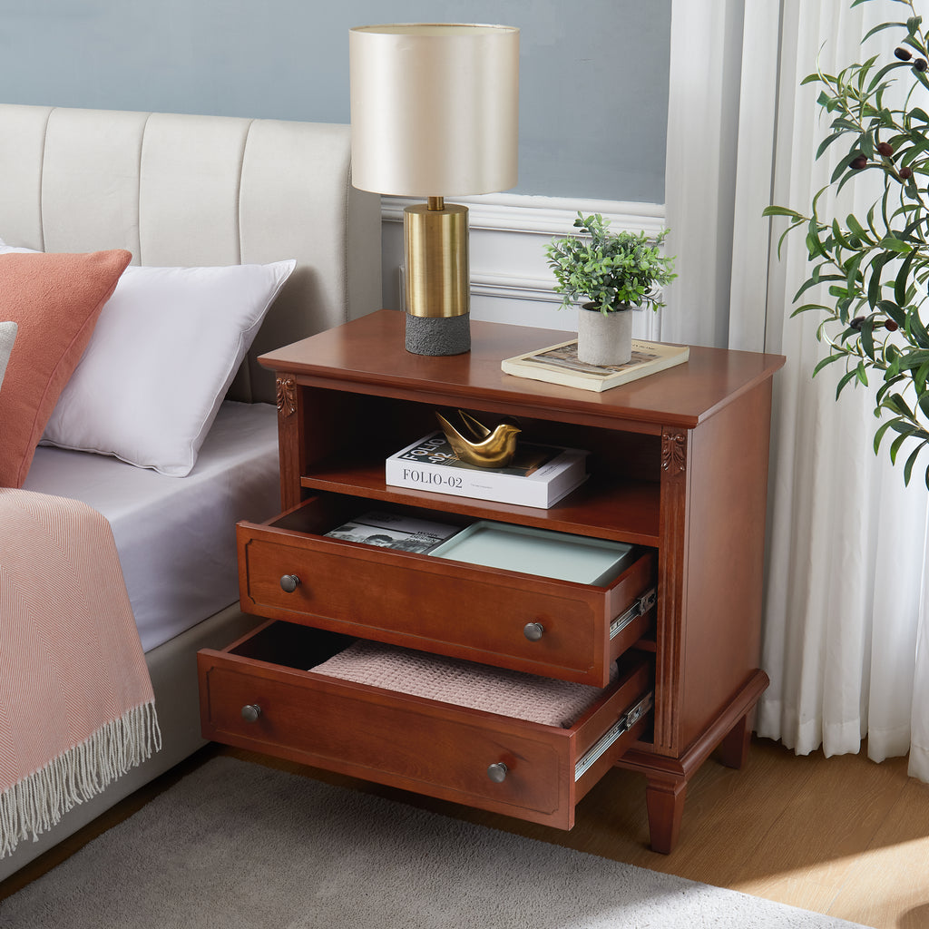Anselm Fluted Solid Wood Nightstand