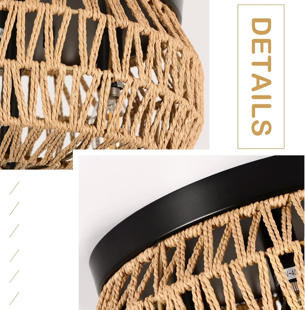 Gislog Rattan Flush Mount Light