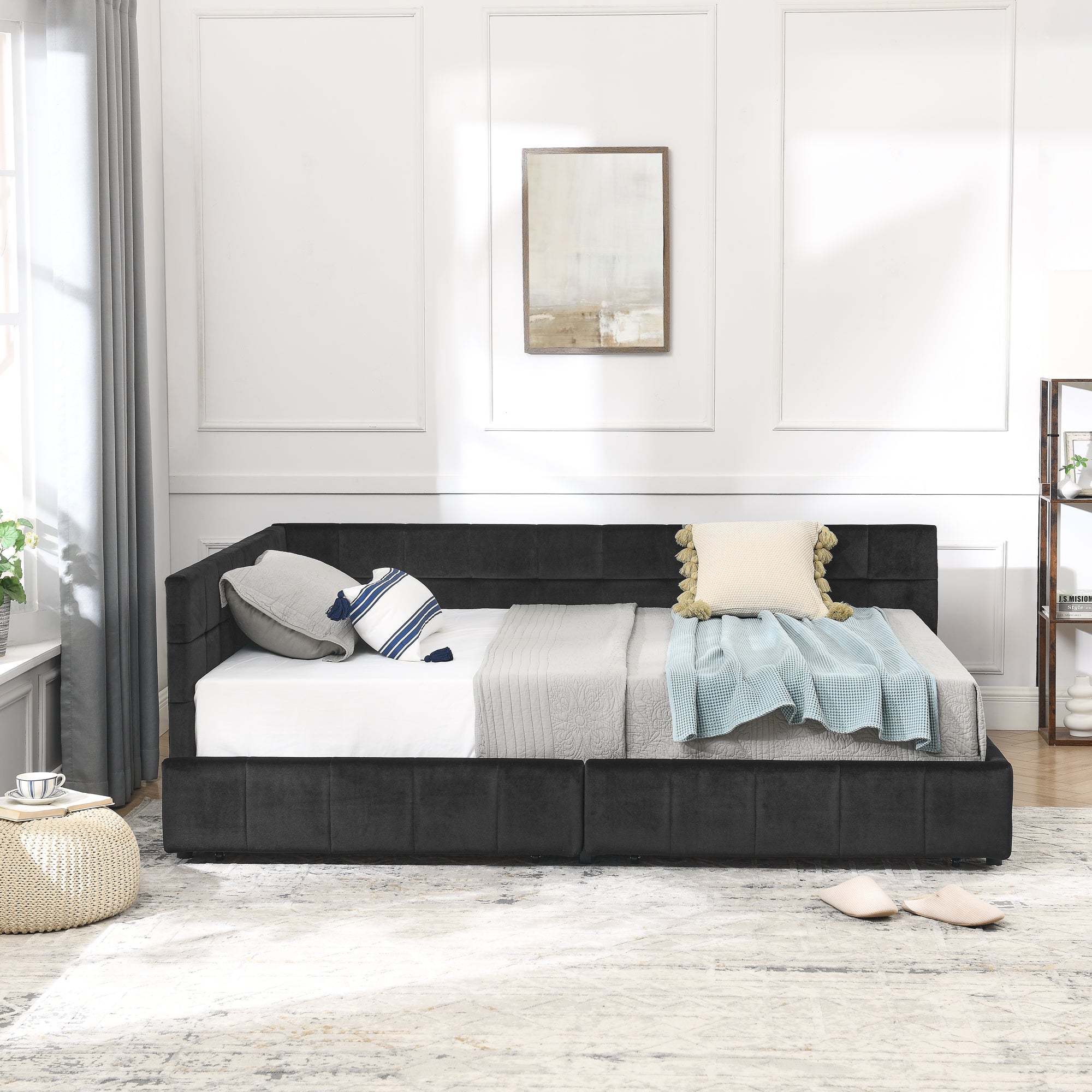Dita Storage Velvet Full Bed Frame