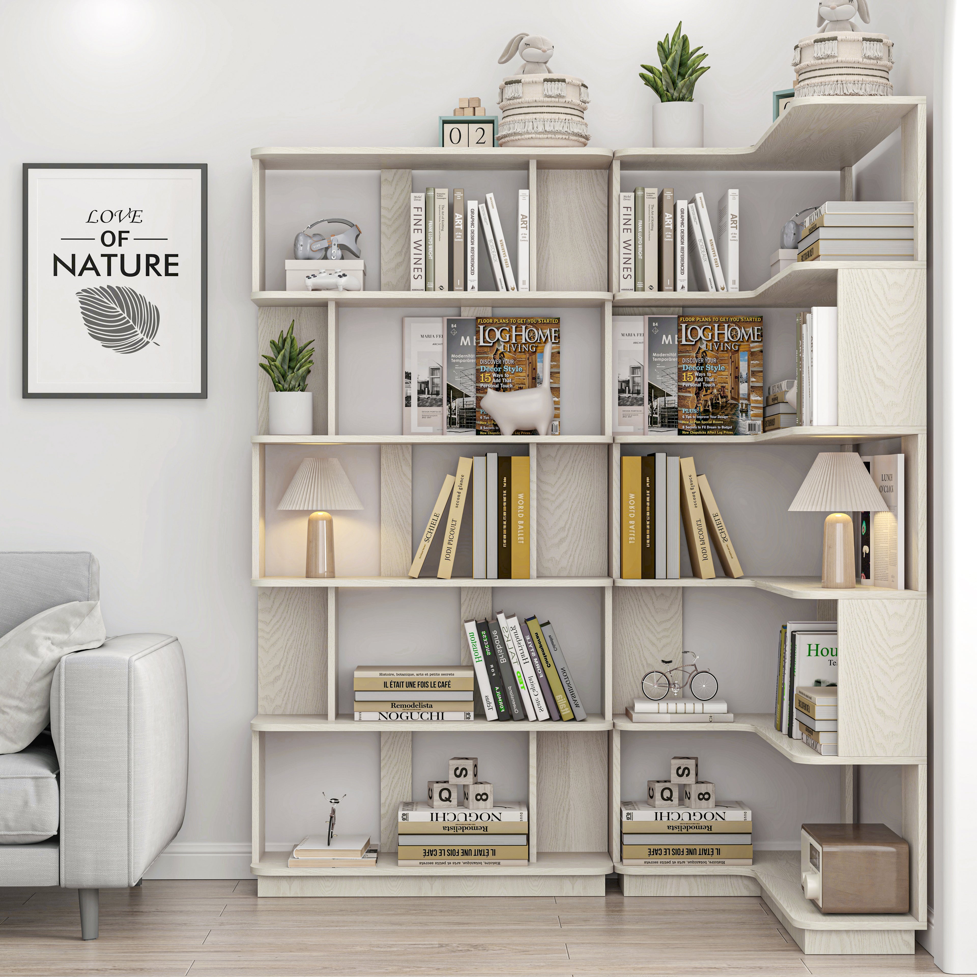 Gudmund Corner Oak Bookshelf
