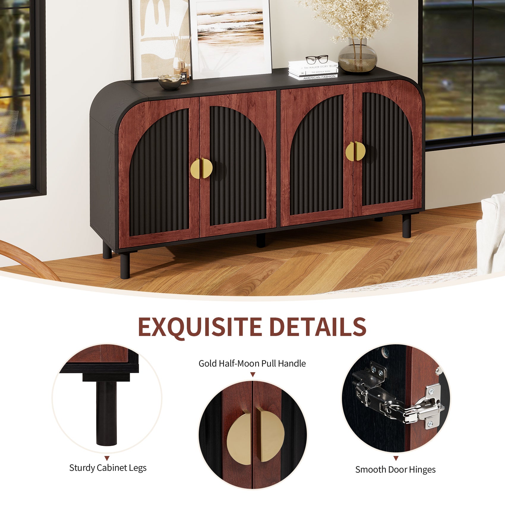 Disa Arched Solid Wood Cabinet
