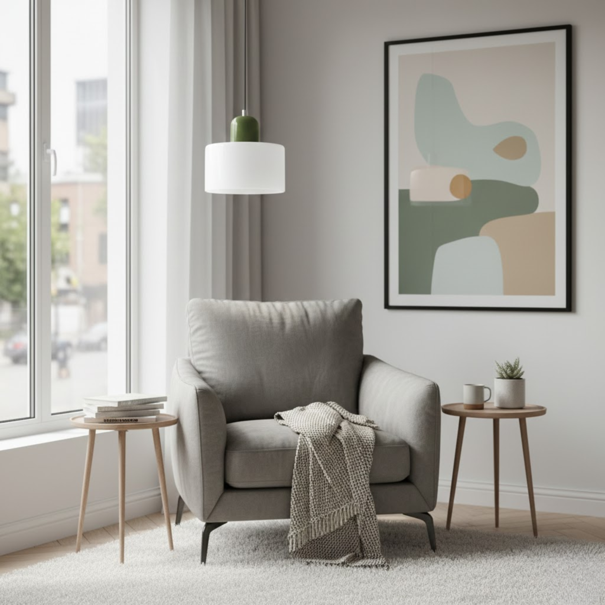 Retro plafondlamp met gekleurde kap