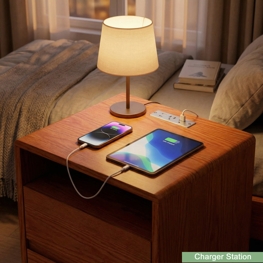 Saga Curved Walnut Nightstand