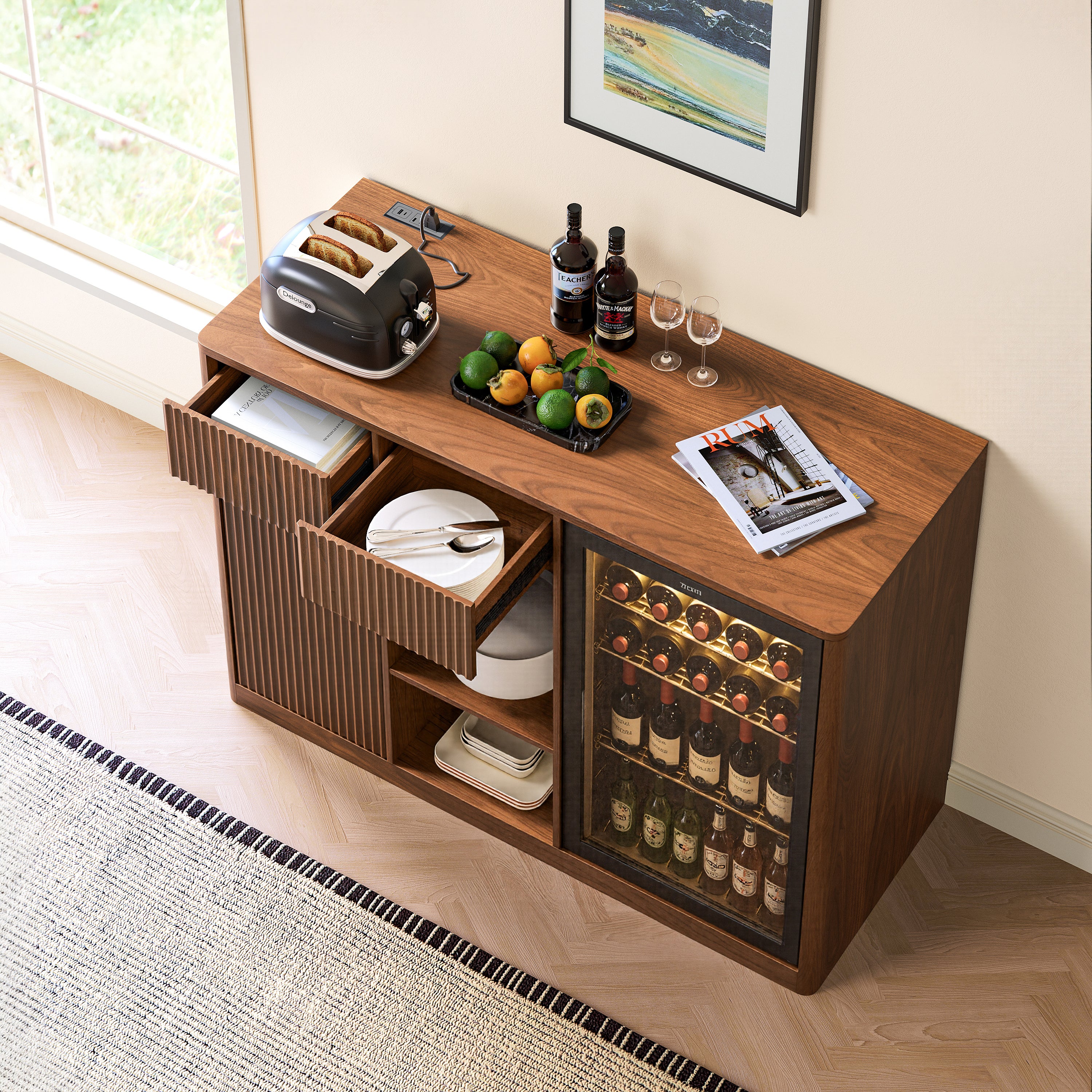 Sten Fluted Walnut Cabinet