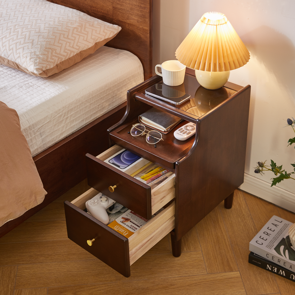 Gry Storage Solid Wood Nightstand