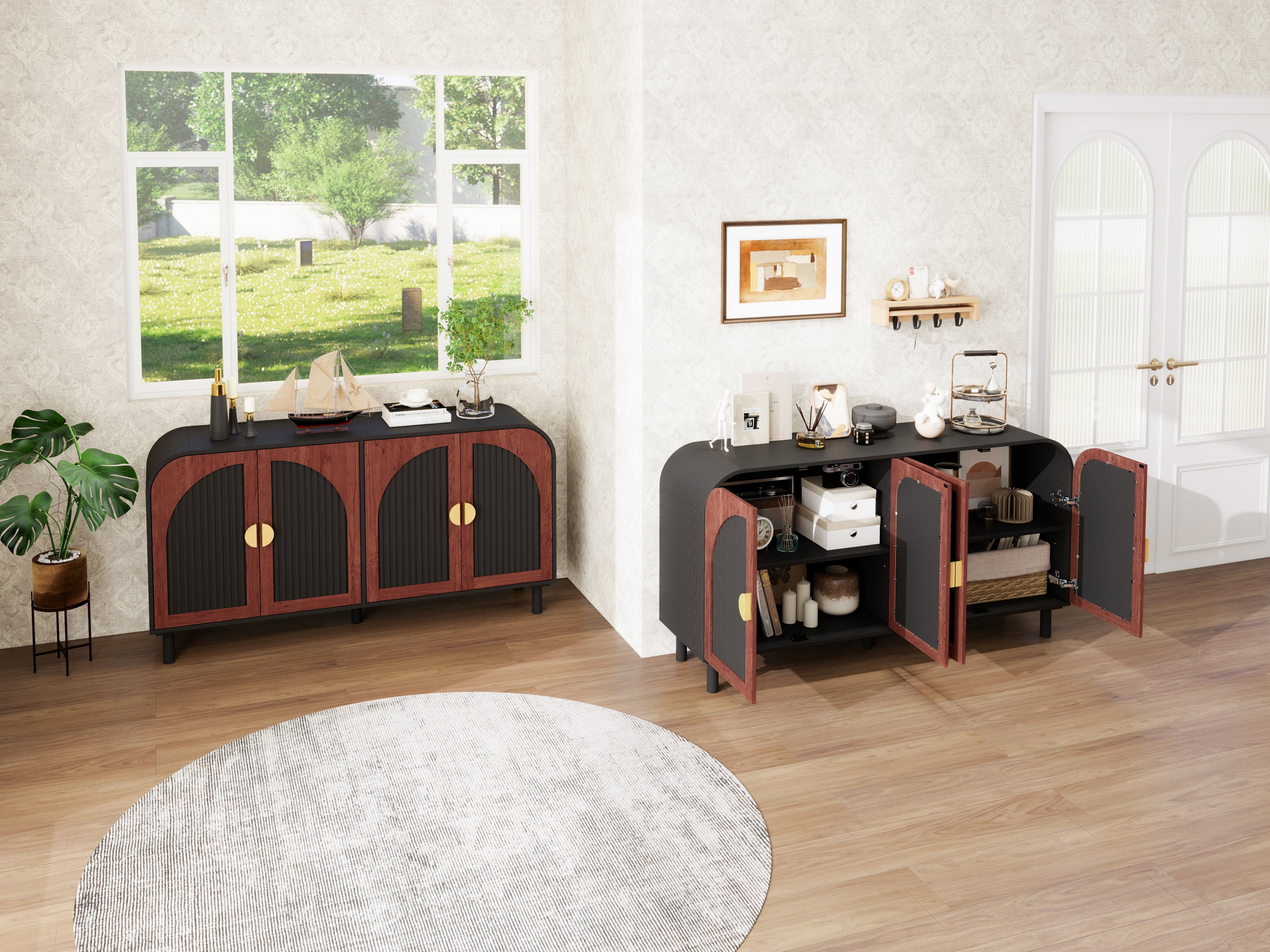 Disa Arched Solid Wood Cabinet