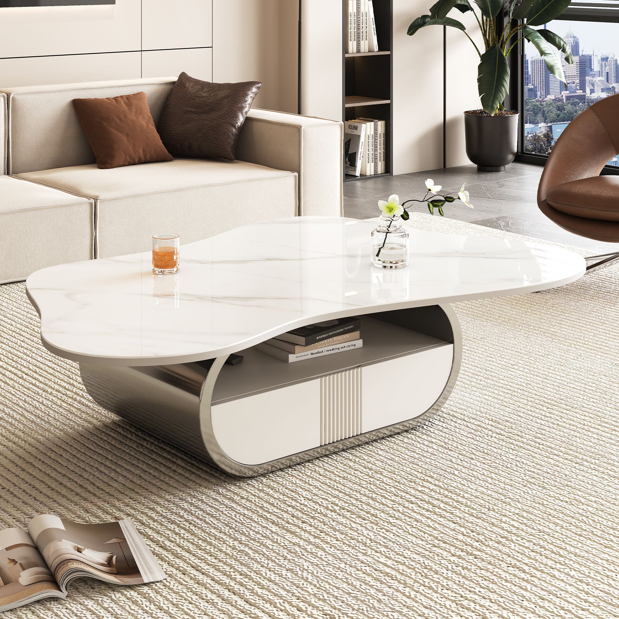 Vidar Oval Marble Coffee Table