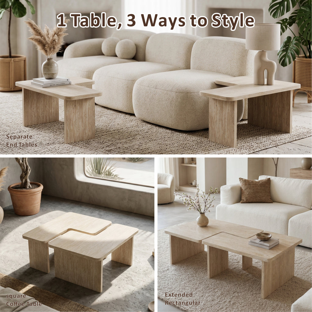 Calla Nesting Travertine Coffee Table