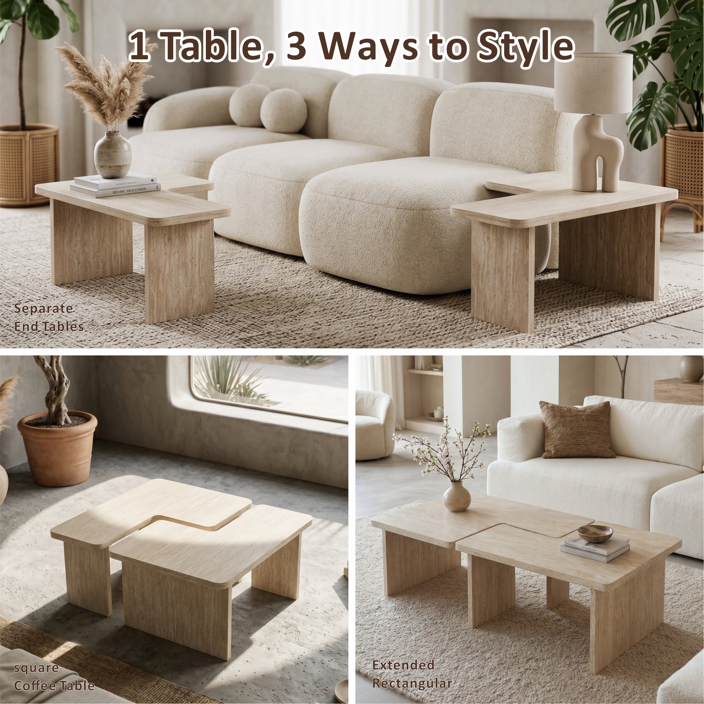 Calla Nesting Travertine Coffee Table