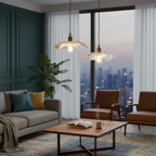 Klassieke bloemvormige glazen hanglamp