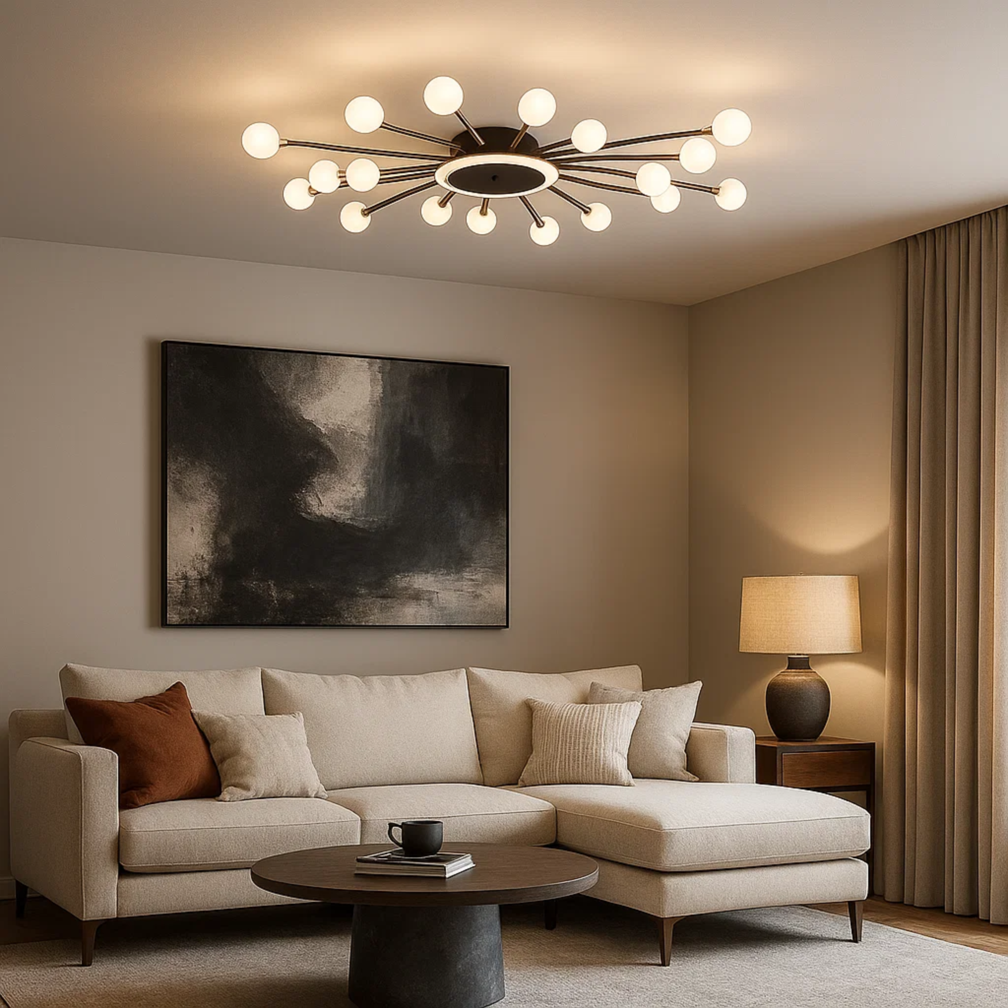 Postmoderne stervormige plafondlamp met matglas