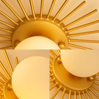 Modern Gold-Colored Ceiling Lamp with Spherical Frosted Glass Shade