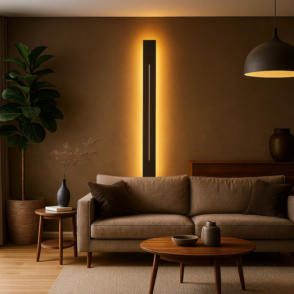 Moderne verticale zwart-gouden LED wandlamp