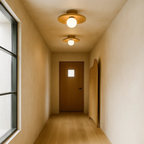 Ceiling Lamp with Shallow Bowl-Shaped Shade in Japandi Style