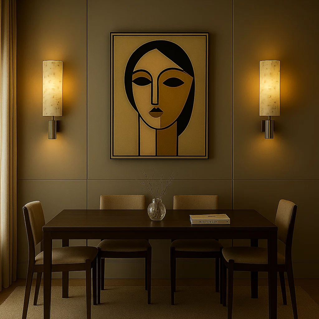 Wall lamp made of stone and copper