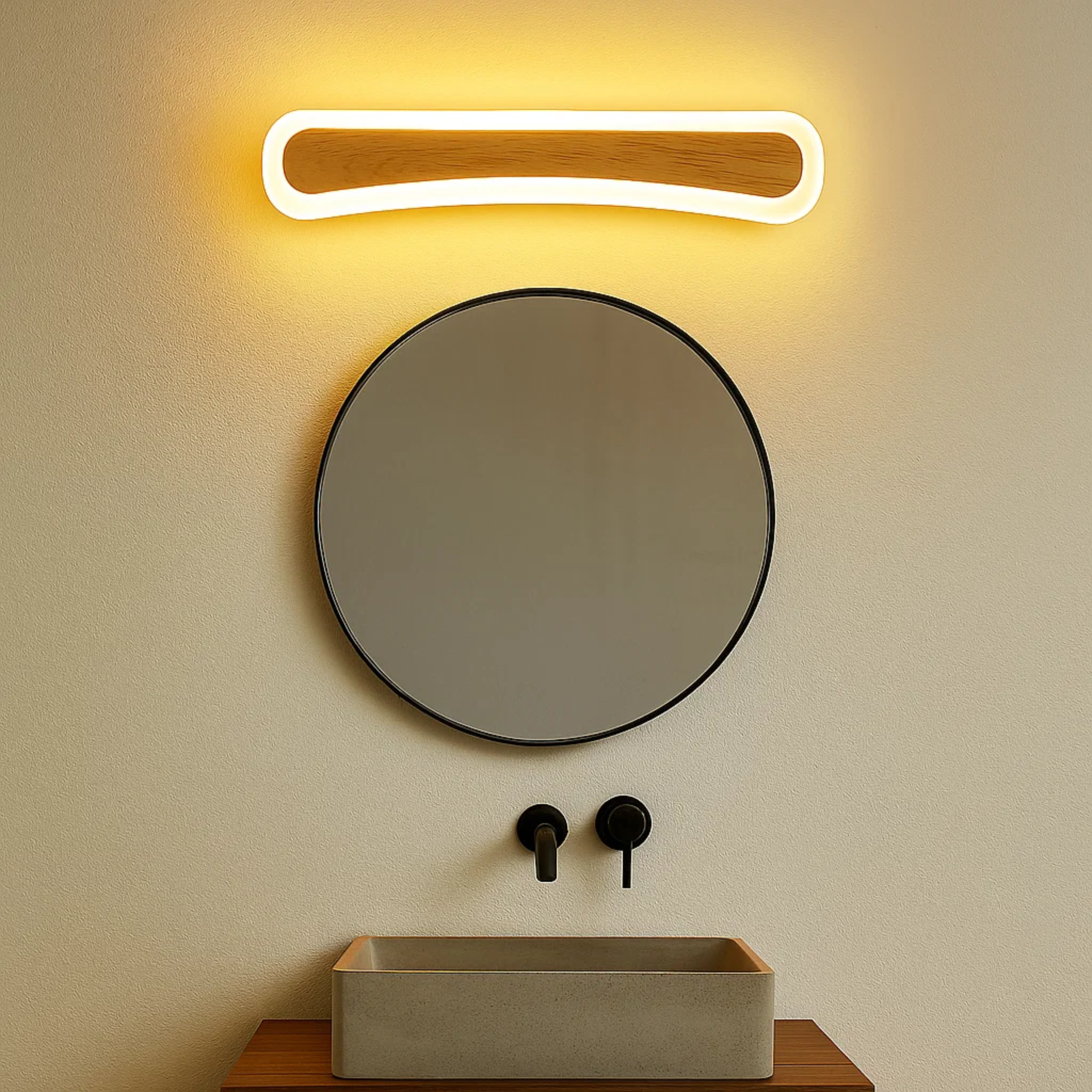 Minimalistische LED wandlamp van hout met acrylkap