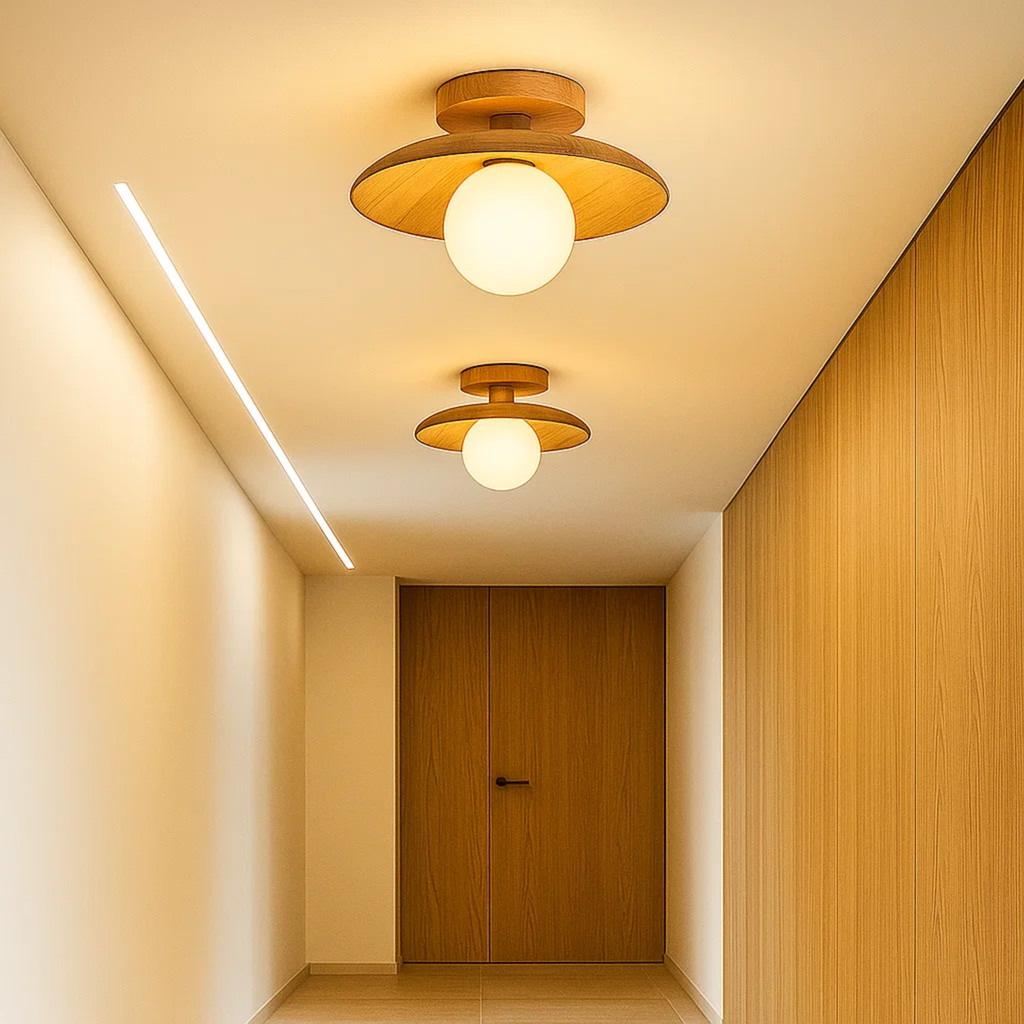 Japandi houten plafondlamp