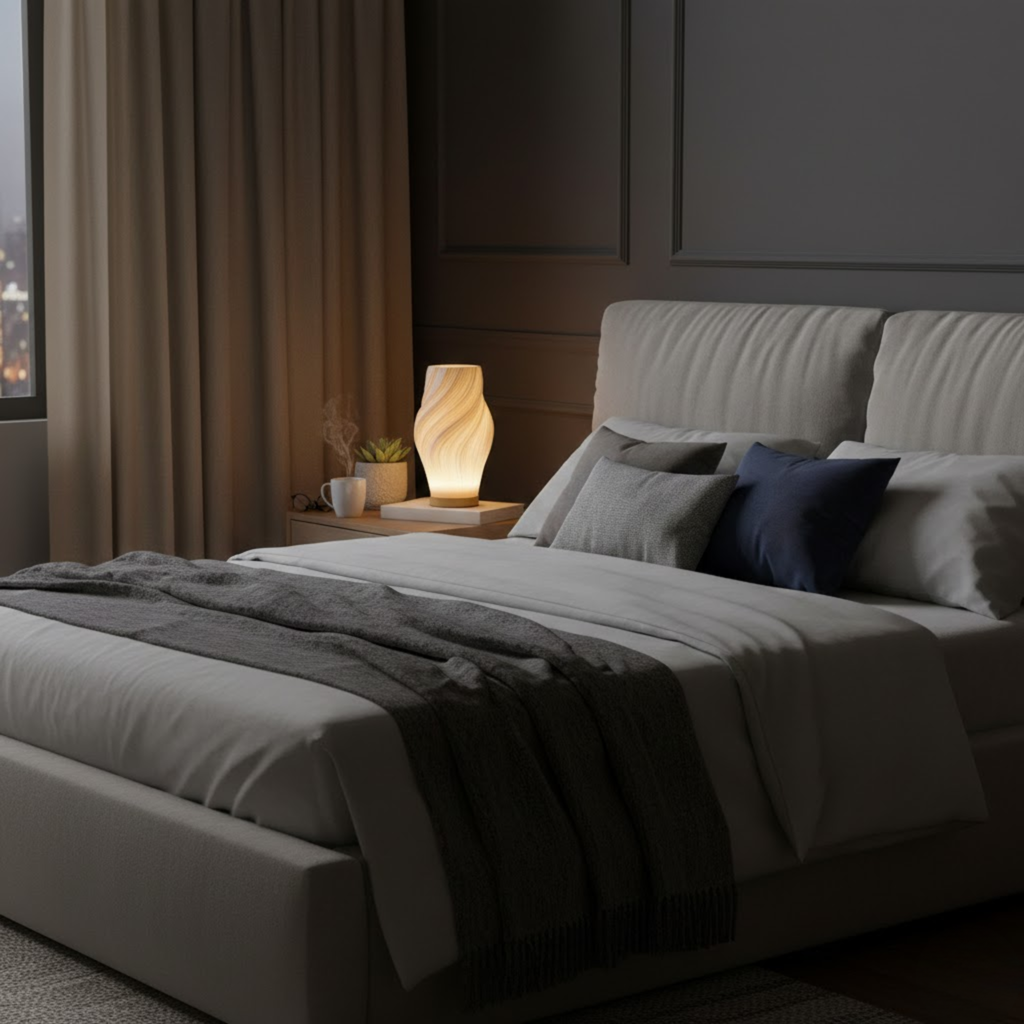 Scandinavische tafellamp met golvende kap in drie modellen