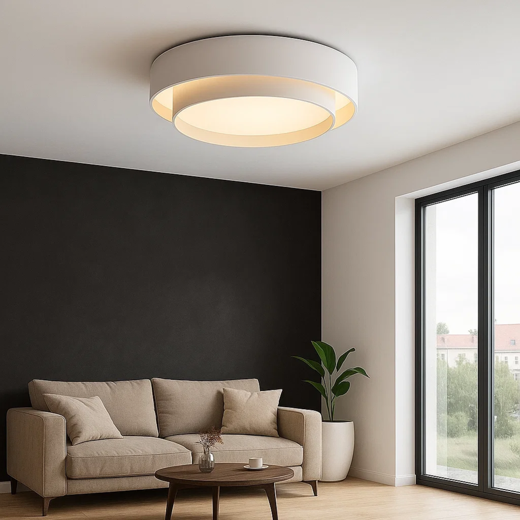 White Round LED Ceiling Lamp with Scandinavian Design