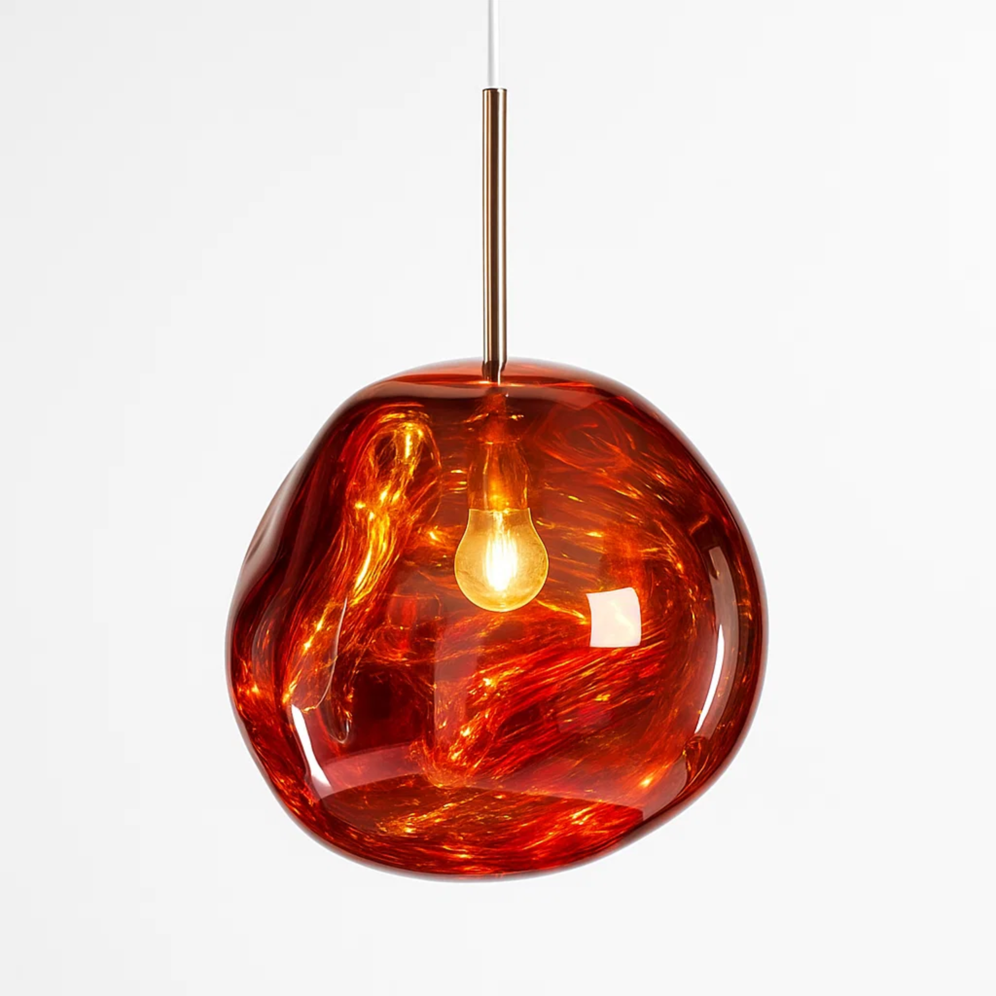 Mid-century hanglamp met organisch gevormde glaskap in meerdere kleuren
