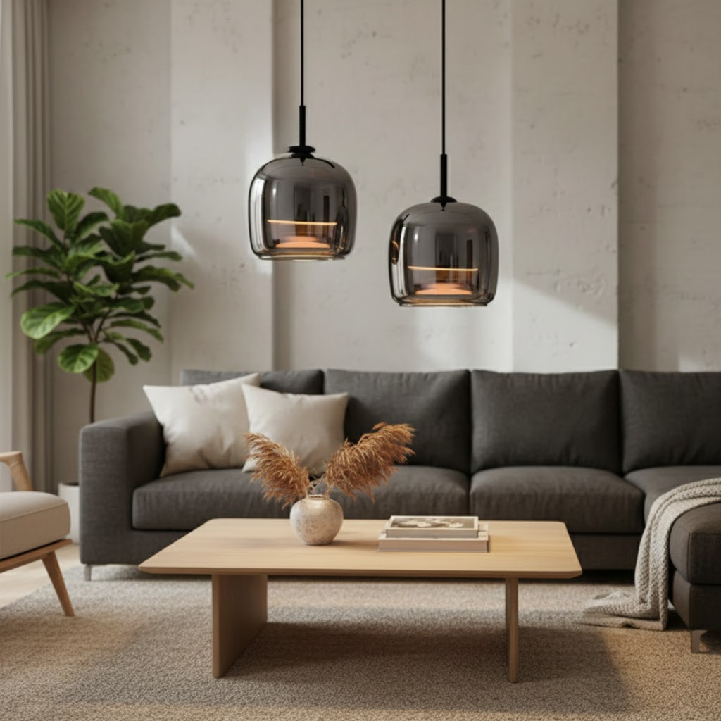Nordic hanglamp met zwart glazen ontwerp