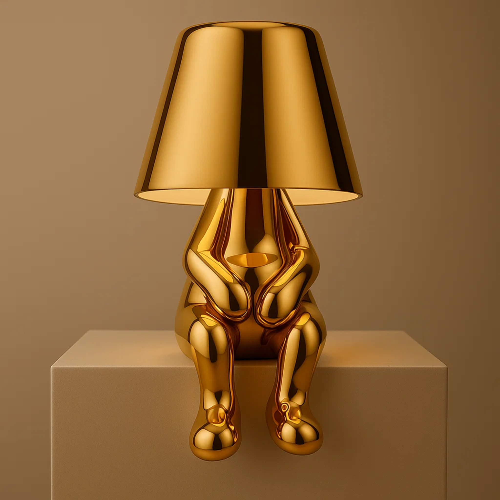 Moderne oplaadbare tafellamp met decoratief figuur