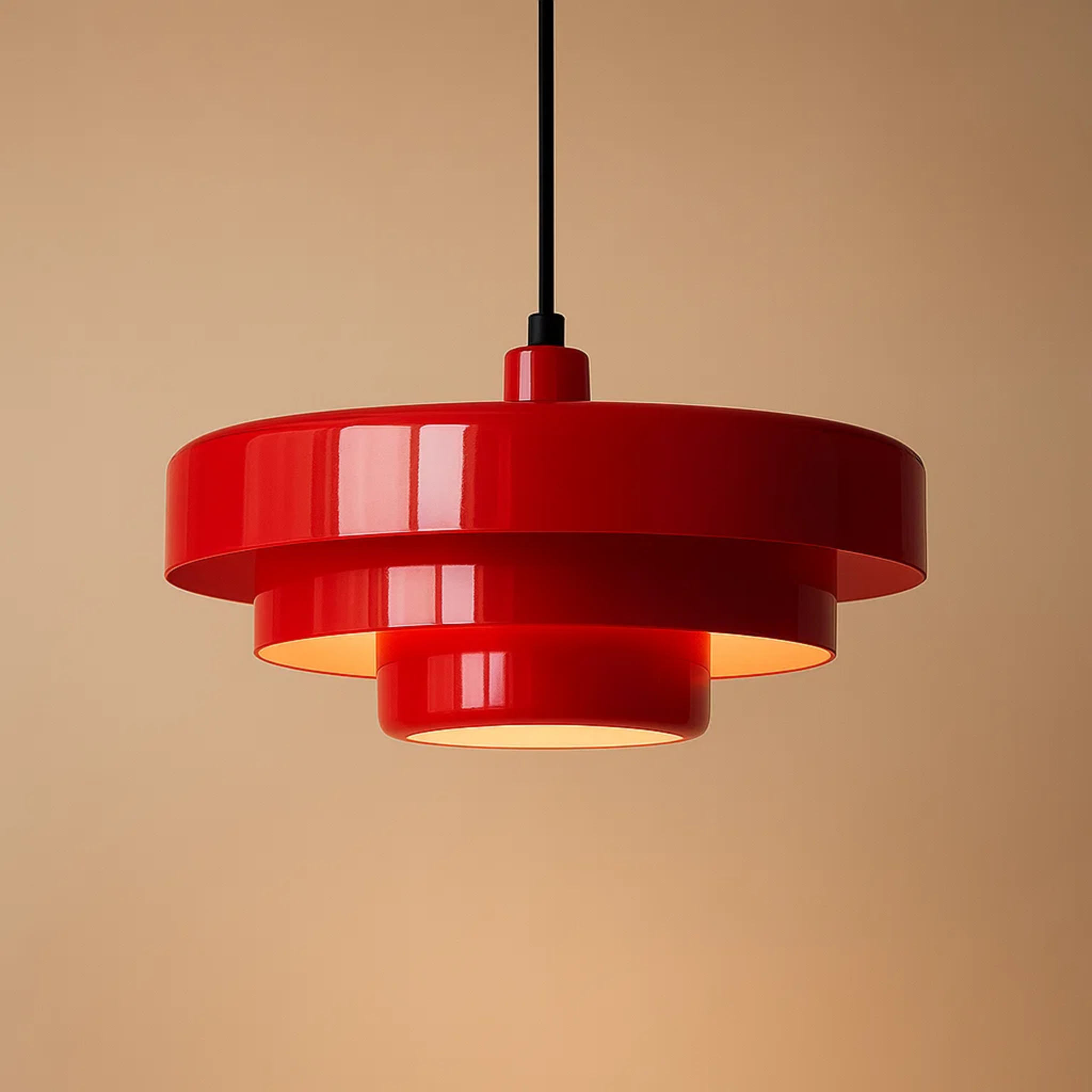 Retro gekleurde hanglamp met gelaagde kap