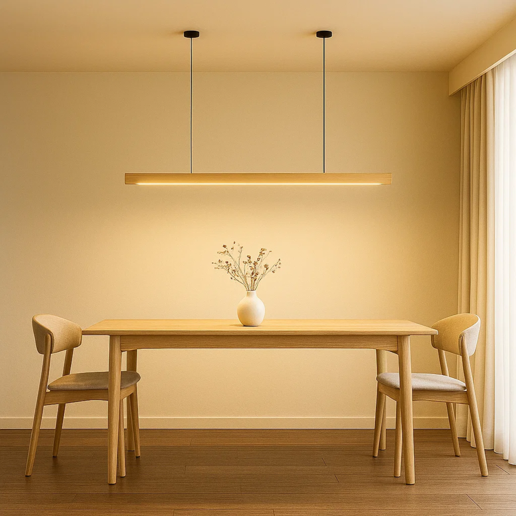 Strakke minimalistische scandinavische houten hanglamp