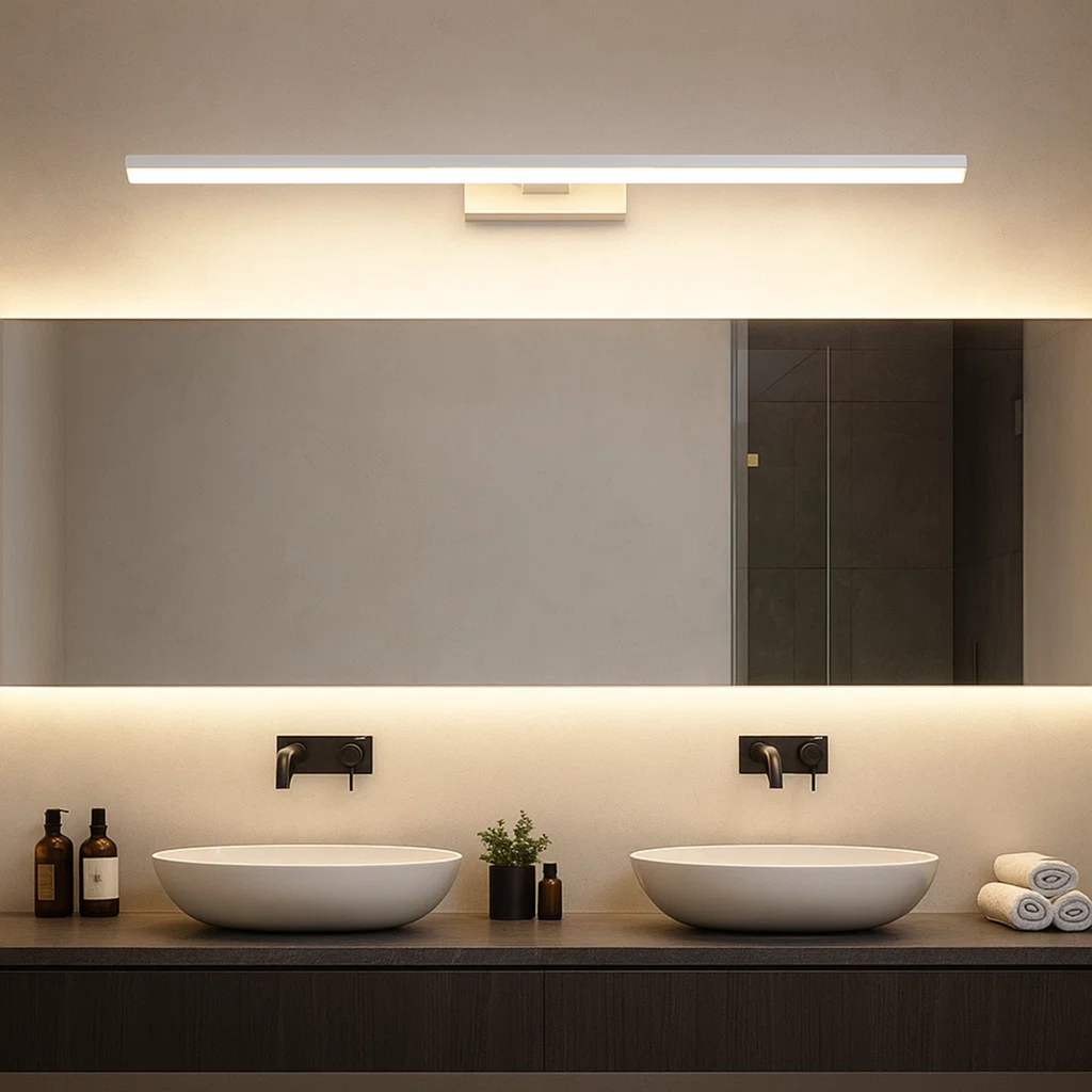 Minimalistische lineaire LED-wandlampen met een metalen afwerking