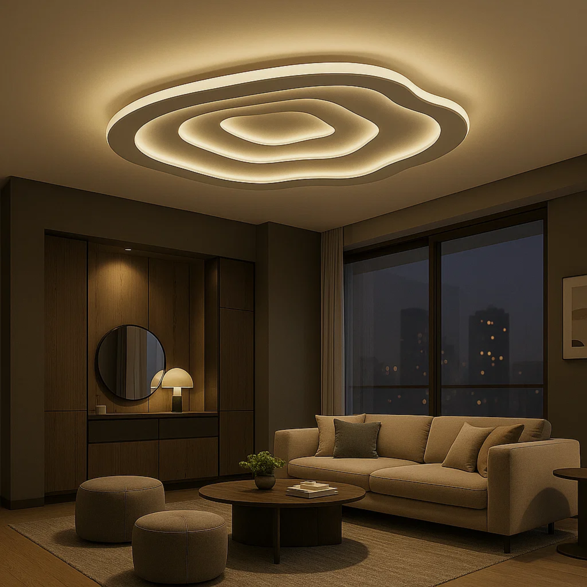 Acryl LED-opbouw plafondlamp met golfpatroon