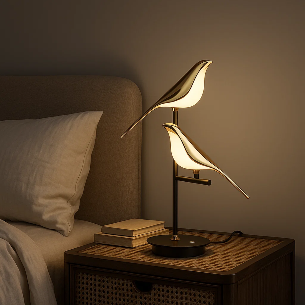 LED-tafellamp met vogelfiguren