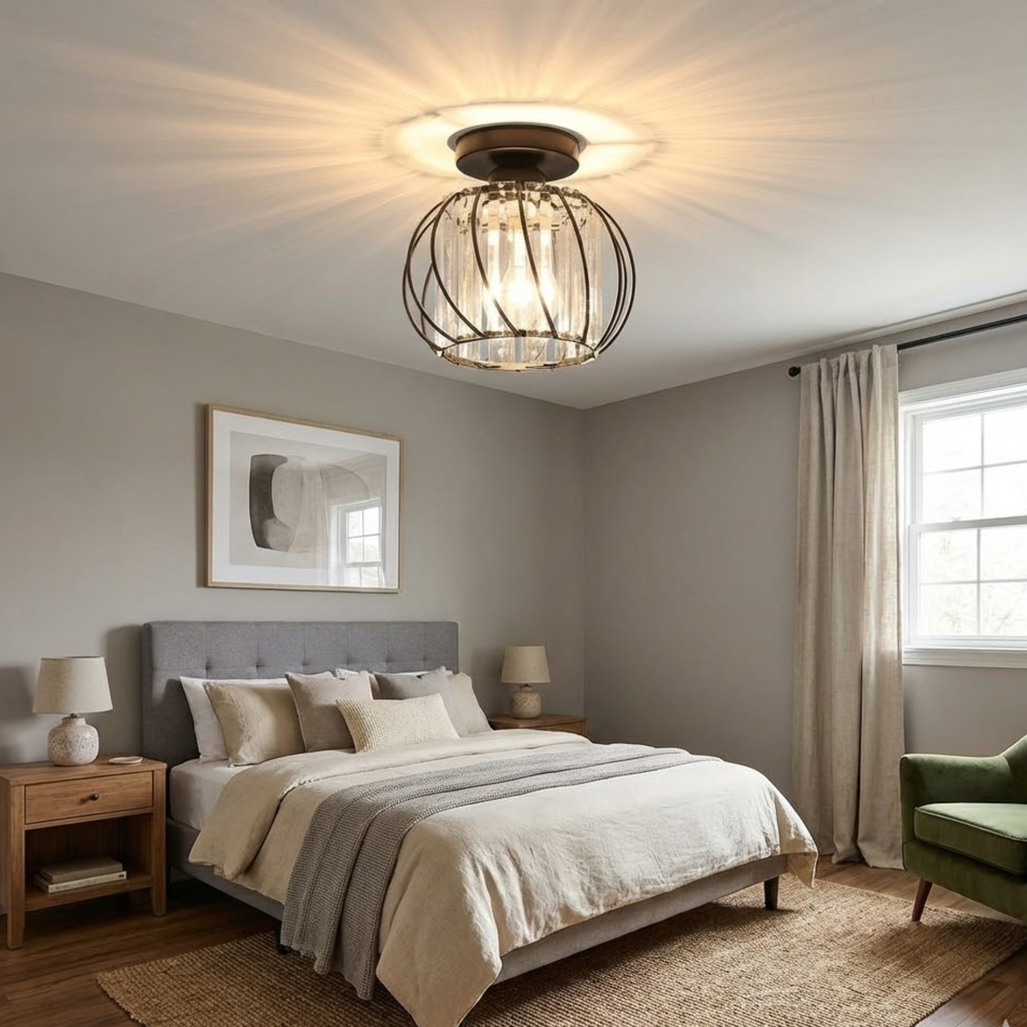 Moderne plafondlamp met zacht lichtpatroon