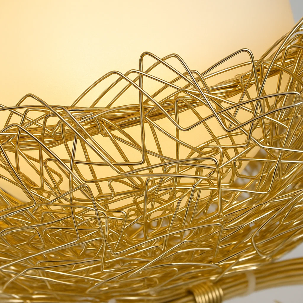 Decoratieve hanglamp met vogels en gevlochten nestkap