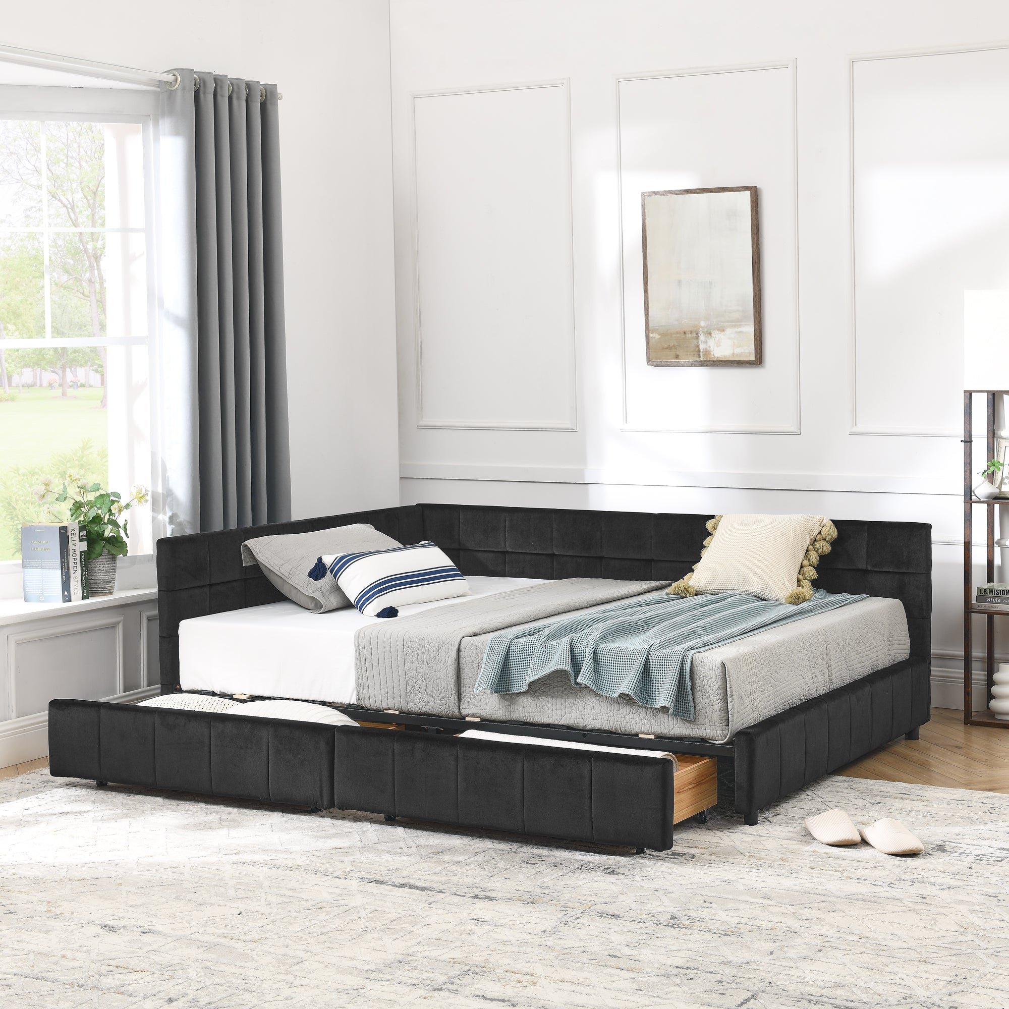 Dita Storage Velvet Full Bed Frame