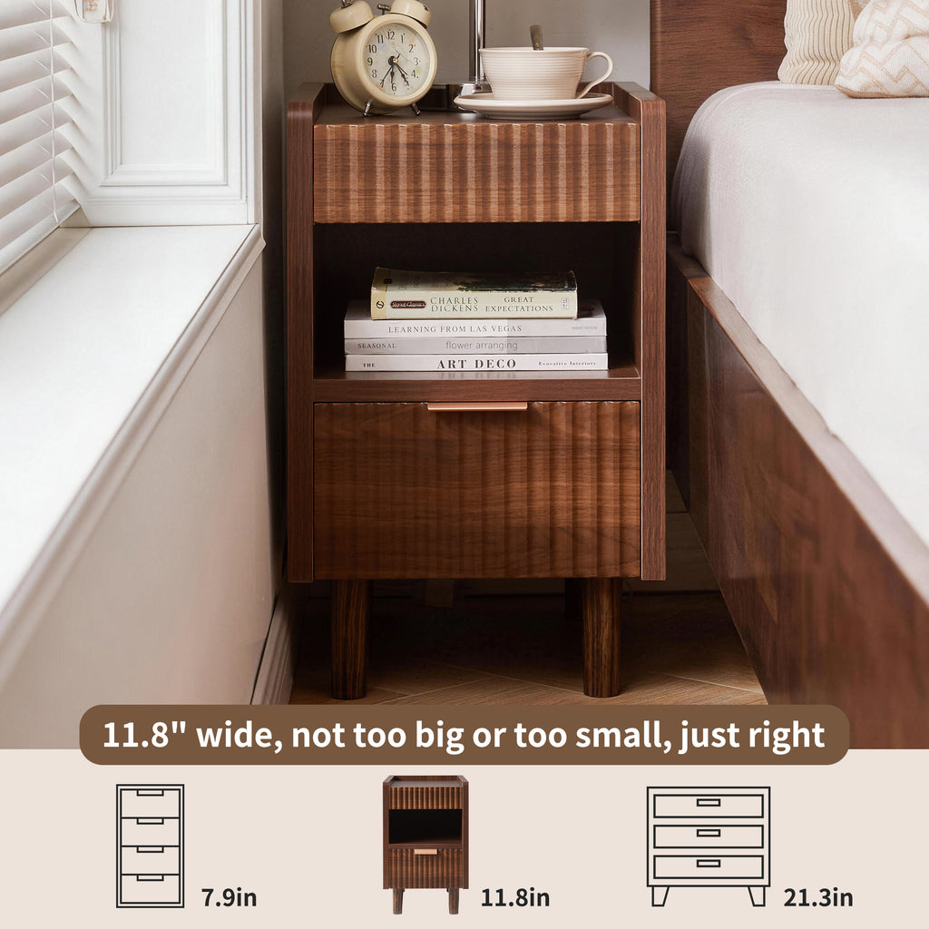 Maren Fluted Walnut Nightstand