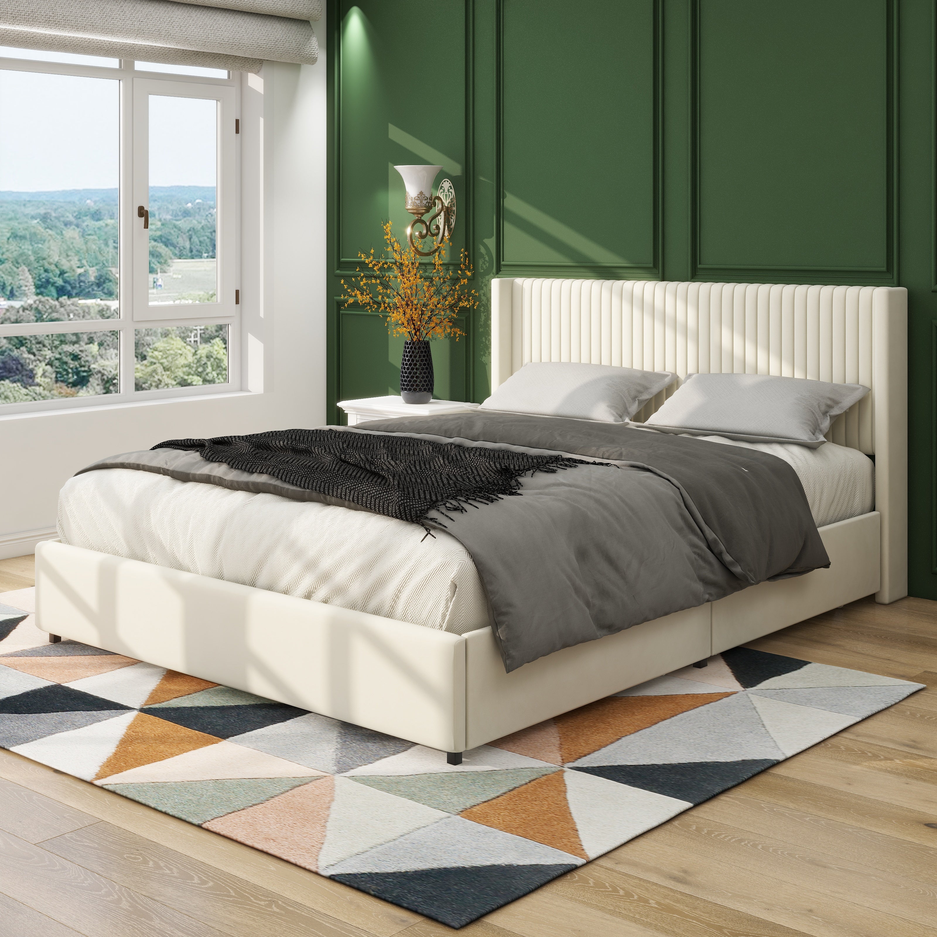 Lykke Velvet Queen Platform Bed Frame