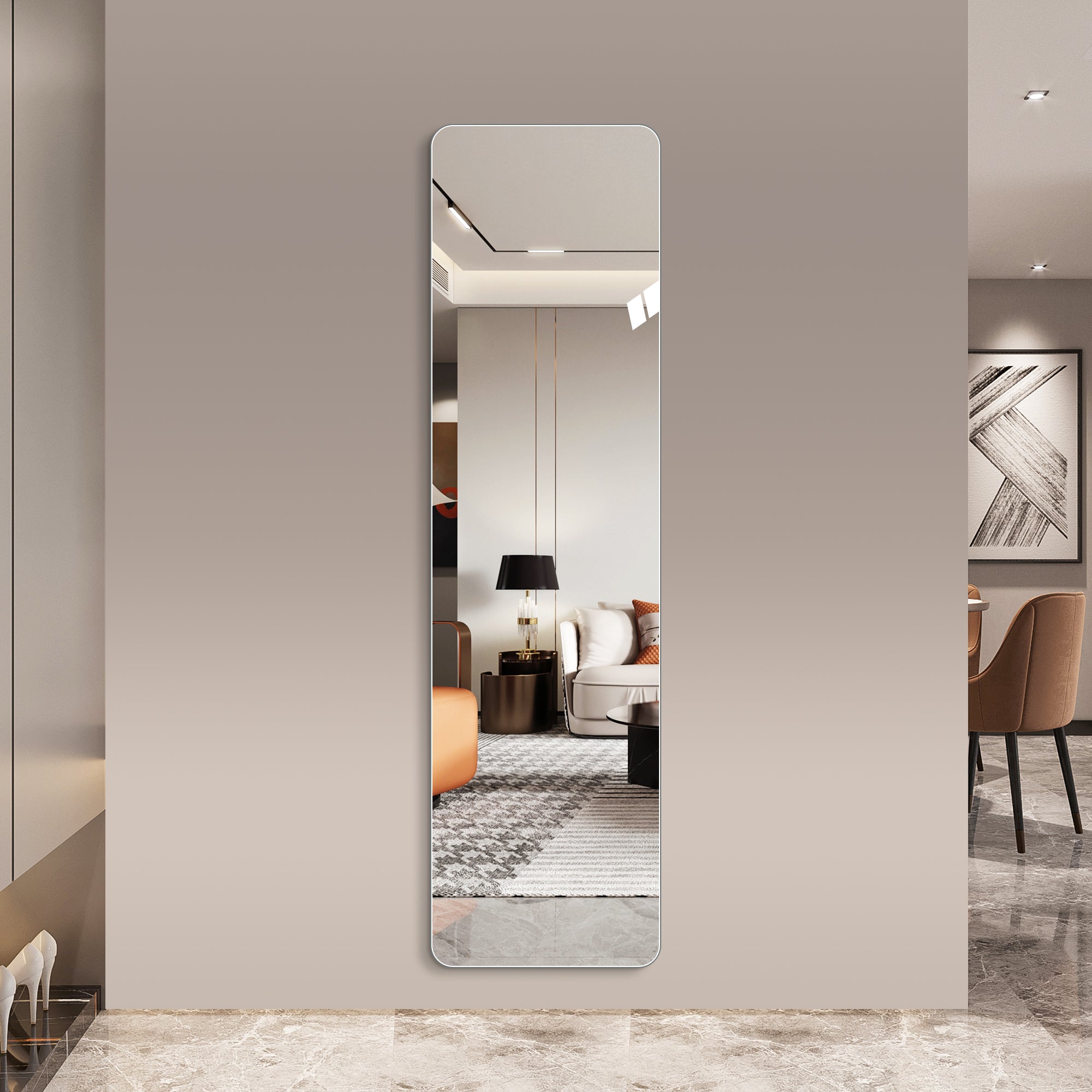 Maren Round Oak Floor Mirror