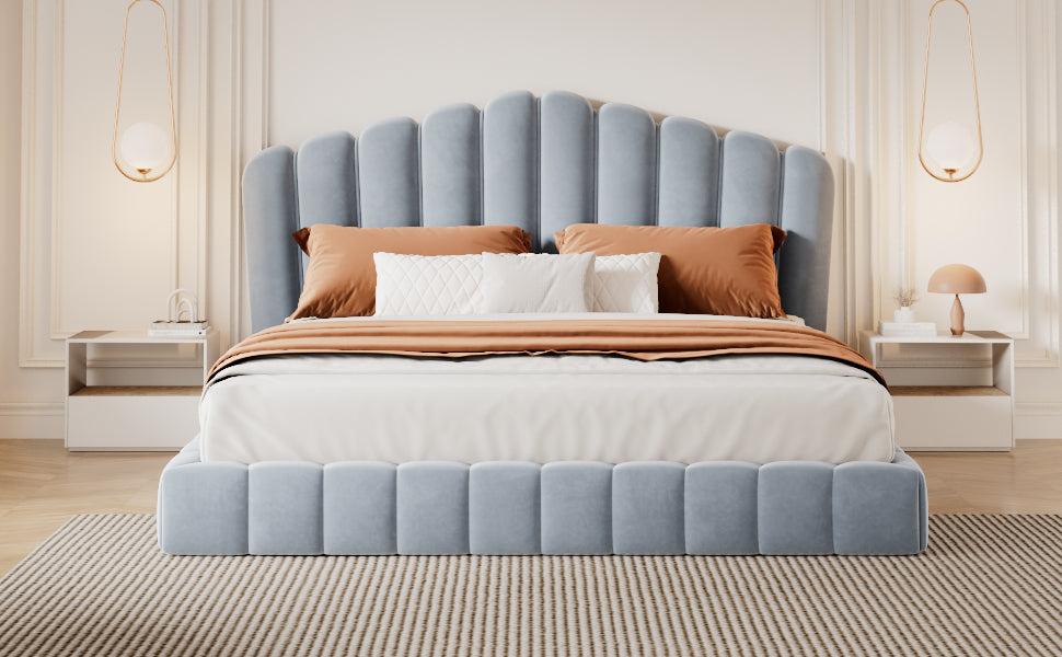 Kajsa Velvet Queen Bed Frame
