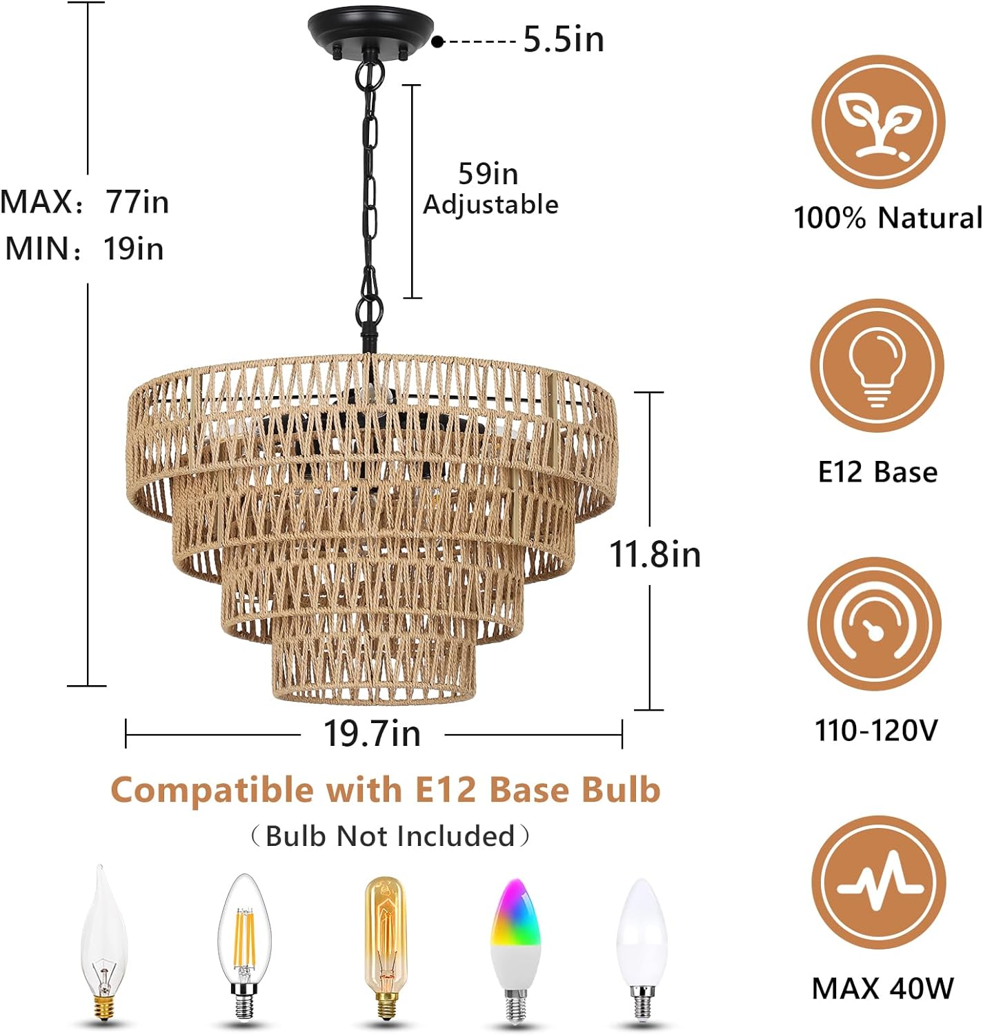 Hallgerd Rattan Chandelier