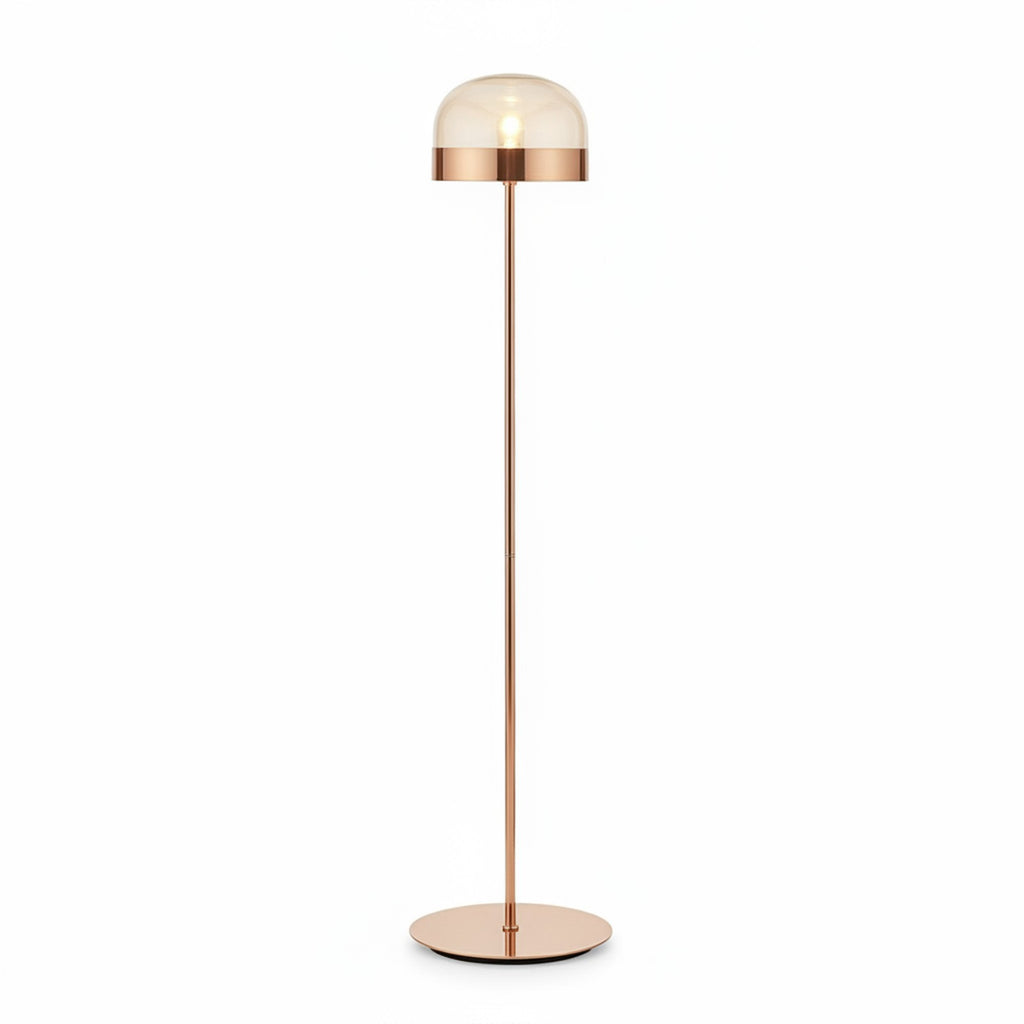 Iron and Champagne Glass Floor Lamp Rose Gold - Side Angle View