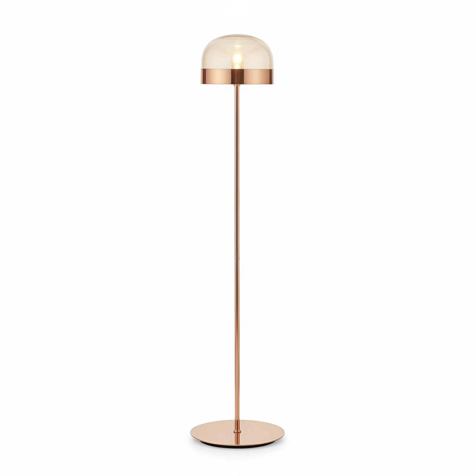 Iron and Champagne Glass Floor Lamp Rose Gold - Side Angle View