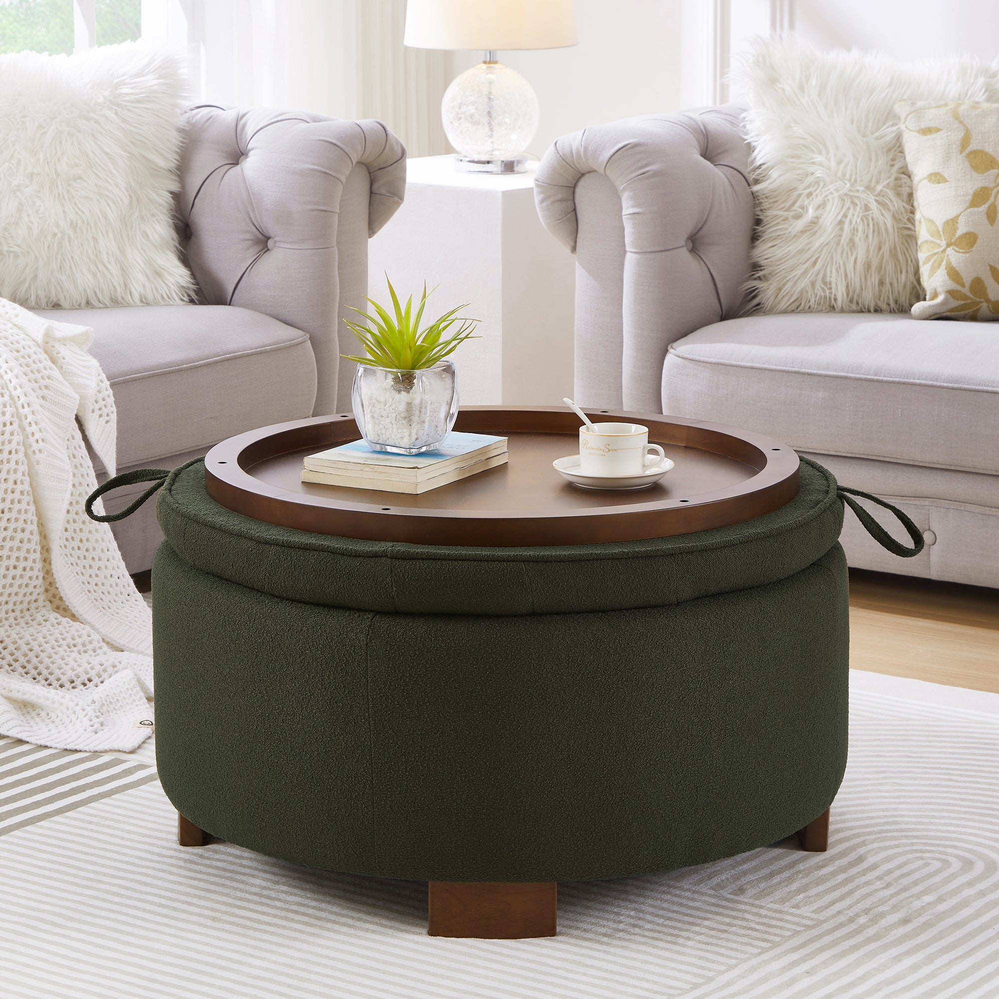 Torhild Round Boucle Ottoman