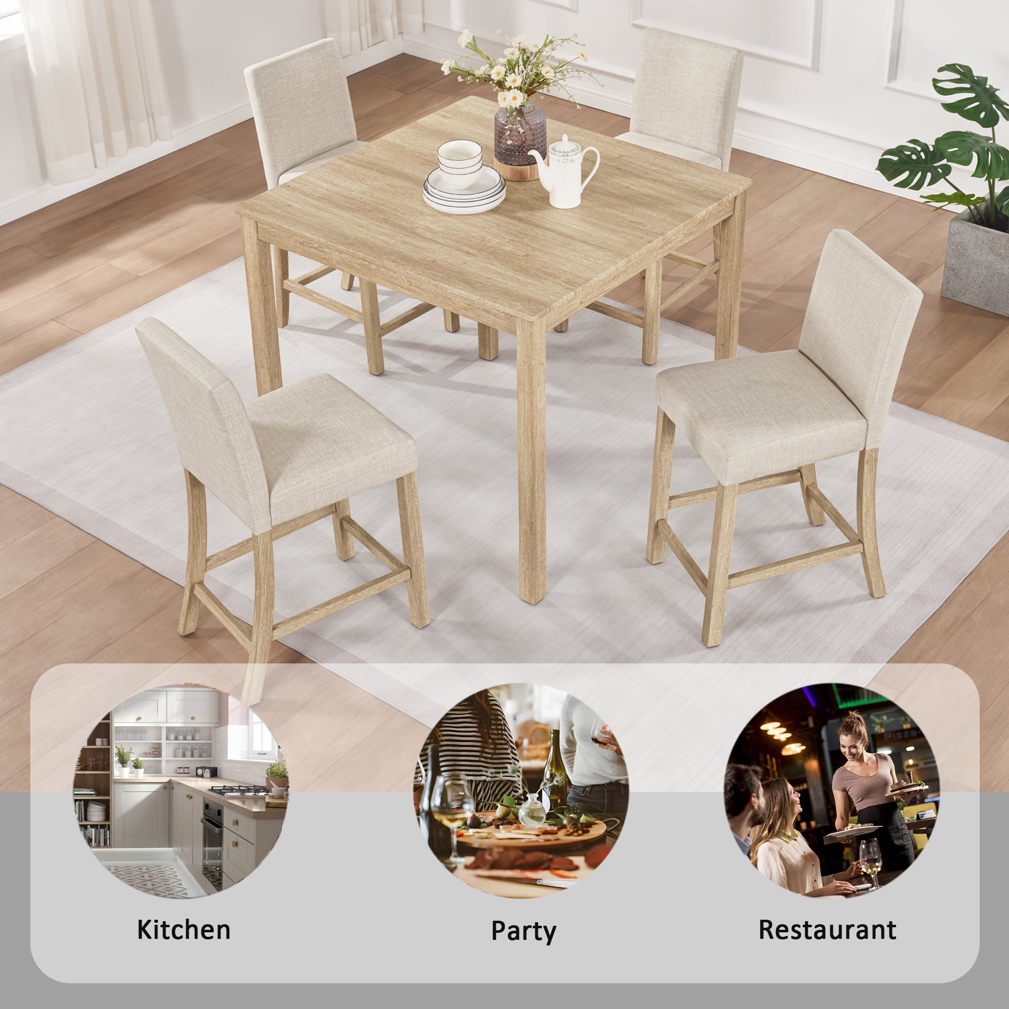 Klara 5-Piece Oak Dining Set