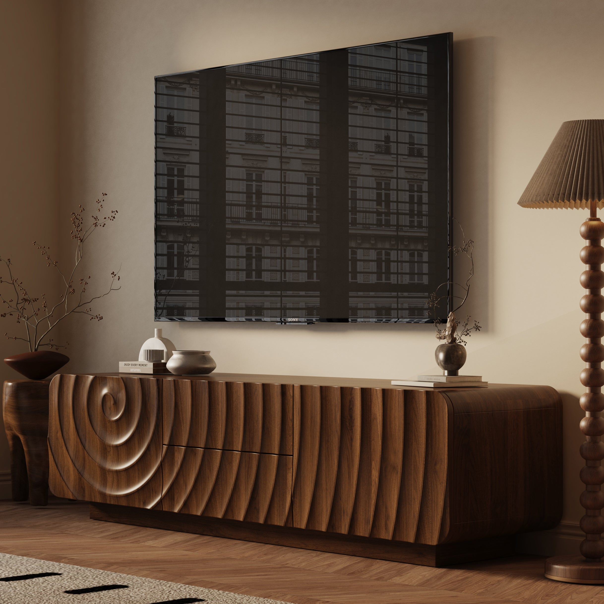 Bente Storage Walnut TV Stand