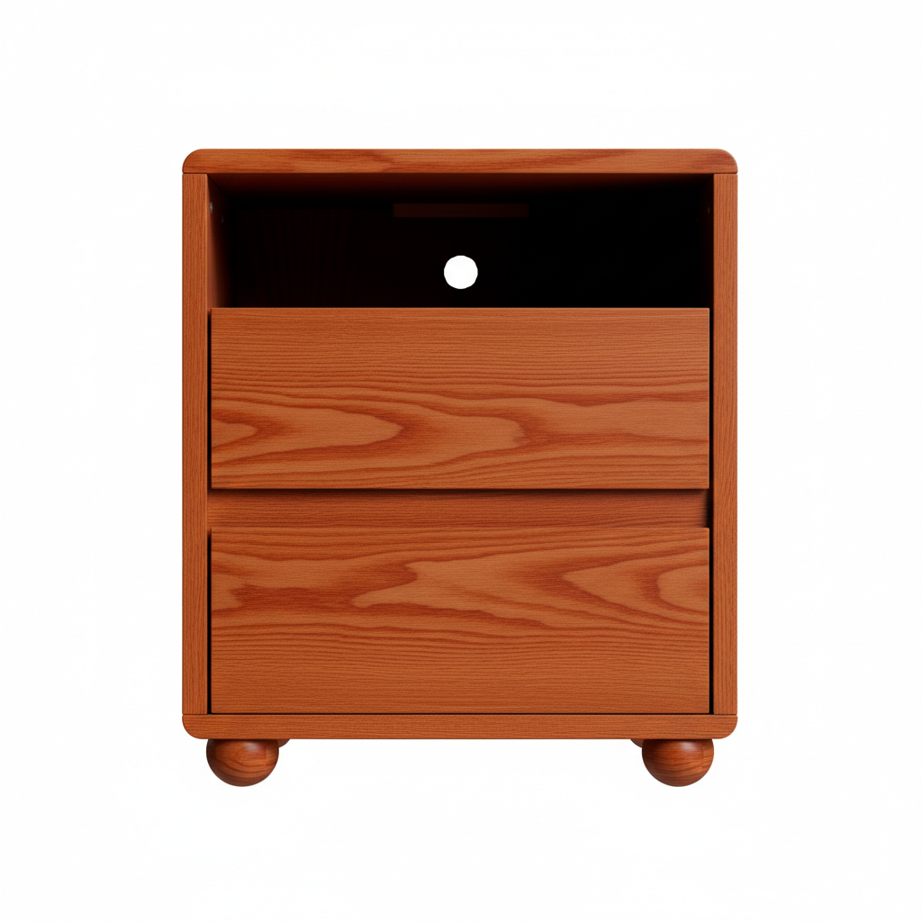 Saga Curved Walnut Nightstand
